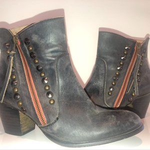 CHIO studded, distressed leather ankle boot